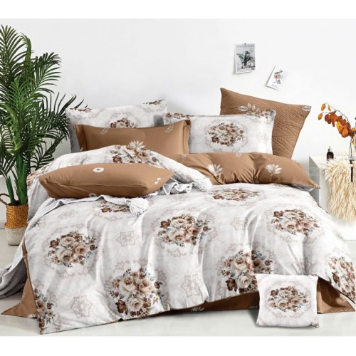Set Lenjerie Eleganta 6 piese din Bumbac Finet, Cearceaf de pat 245x250cm, Pat 2 Persoane, SEP-22