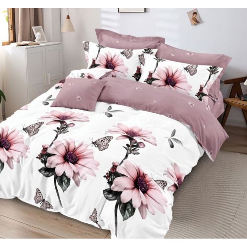 Set Lenjerie Eleganta 6 piese din Bumbac Finet, Cearceaf de pat 245x250cm, Pat 2 Persoane, SEP-523