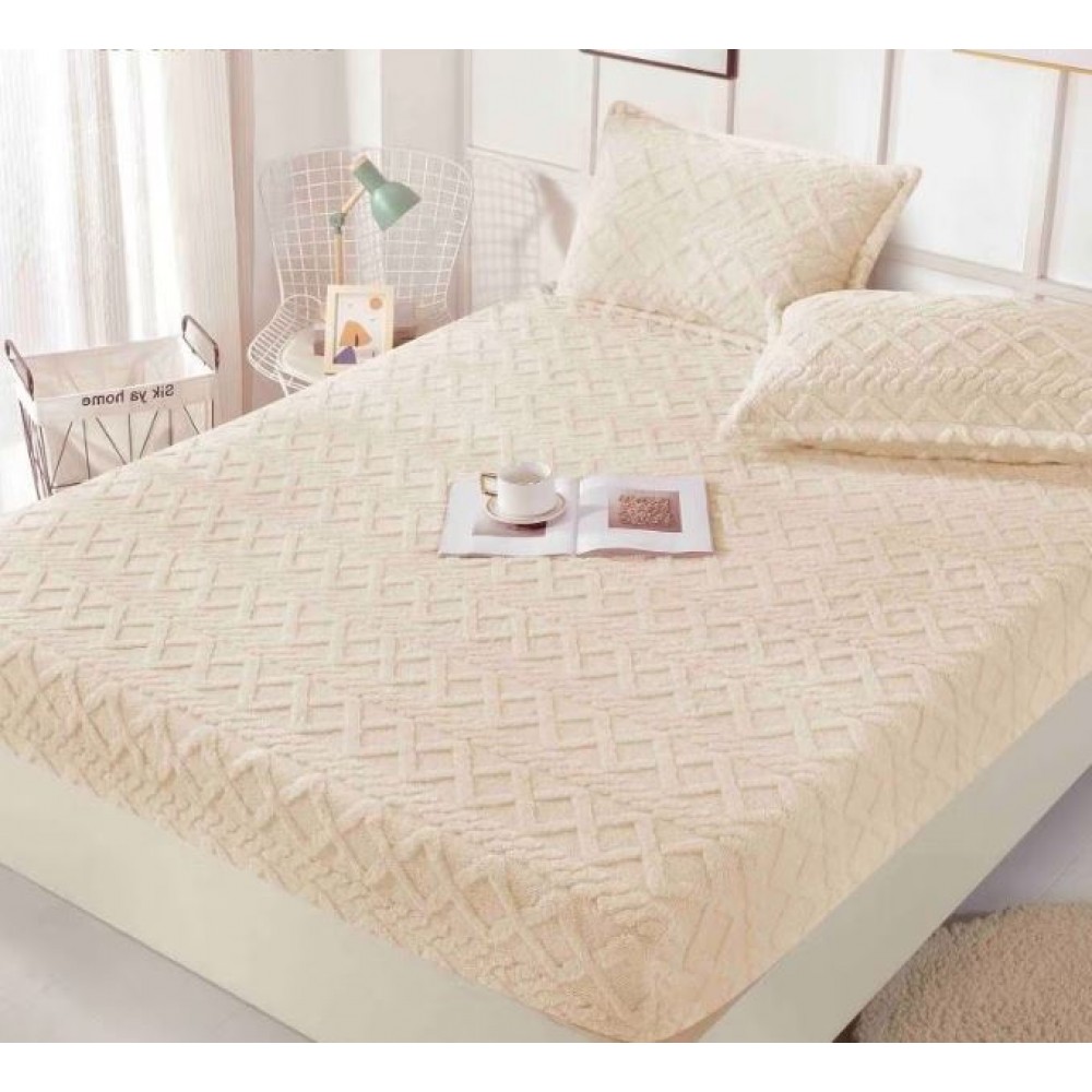 Husa de pat Cocolino si 2 fete de perna, Tricot, Uni, 3 piese, 2 persoane, 180x200cm, HP-02