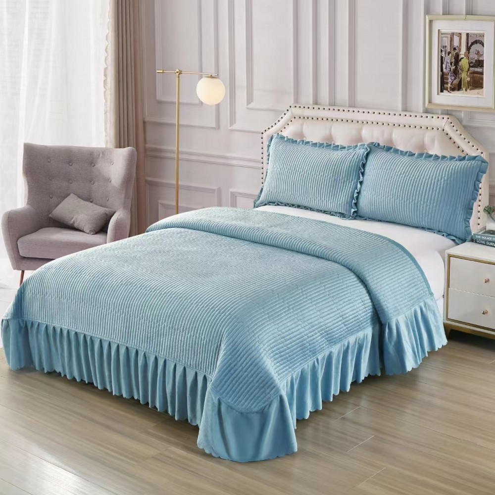 Set Cuvertura catifea 220x240 cm pentru Pat Dublu,+ 2 fete perne, CT-02