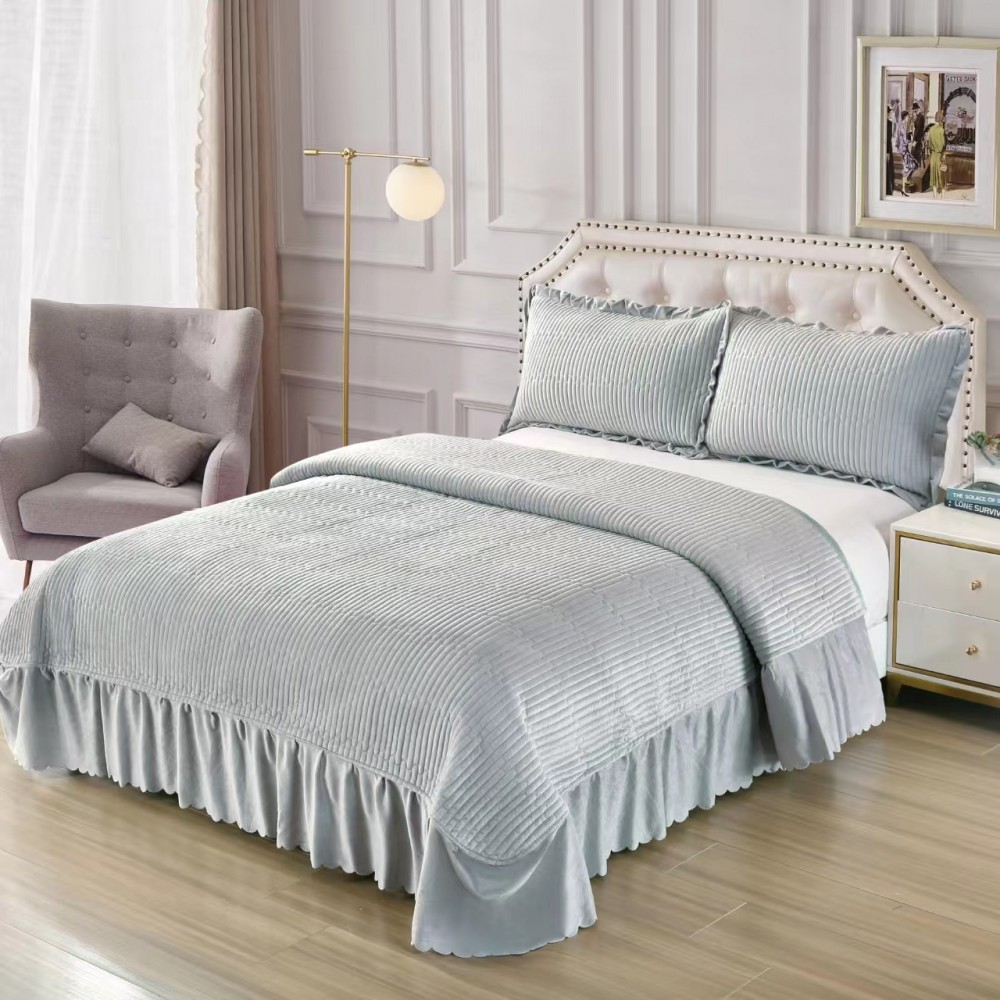 Set Cuvertura catifea 220x240 cm pentru Pat Dublu,+ 2 fete perne, CT-04