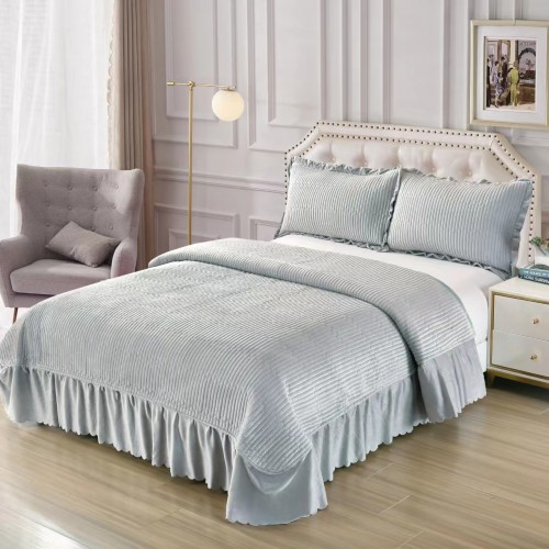 Set Cuvertura catifea 220x240 cm pentru Pat Dublu,+ 2 fete perne, CT-04