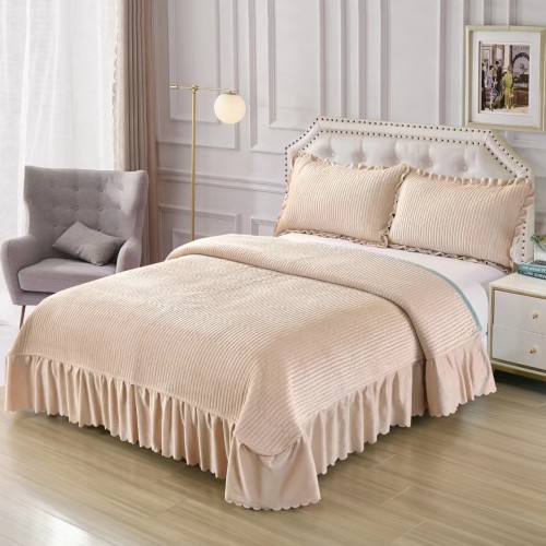 Set Cuvertura catifea 220x240 cm pentru Pat Dublu,+ 2 fete perne, CT-05