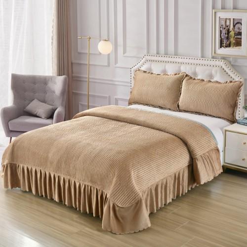 Set Cuvertura catifea 220x240 cm pentru Pat Dublu,+ 2 fete perne, CT-06