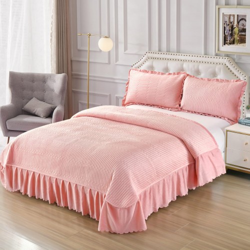 Set Cuvertura catifea 220x240 cm pentru Pat Dublu,+ 2 fete perne, CT-07
