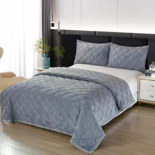 Set Cuvertura catifea 220x240 cm pentru Pat Dublu,+ 2 fete perne, CT-08