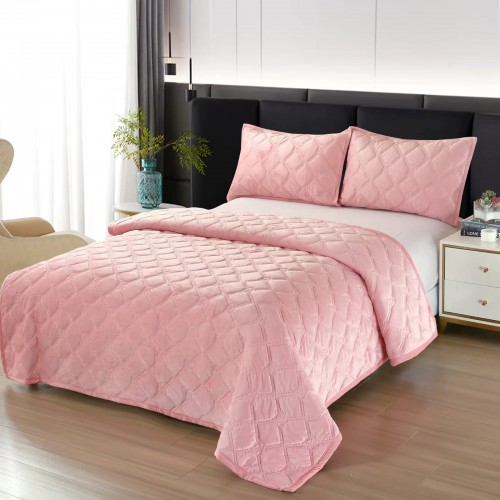 Set Cuvertura catifea 220x240 cm pentru Pat Dublu,+ 2 fete perne, CT-09