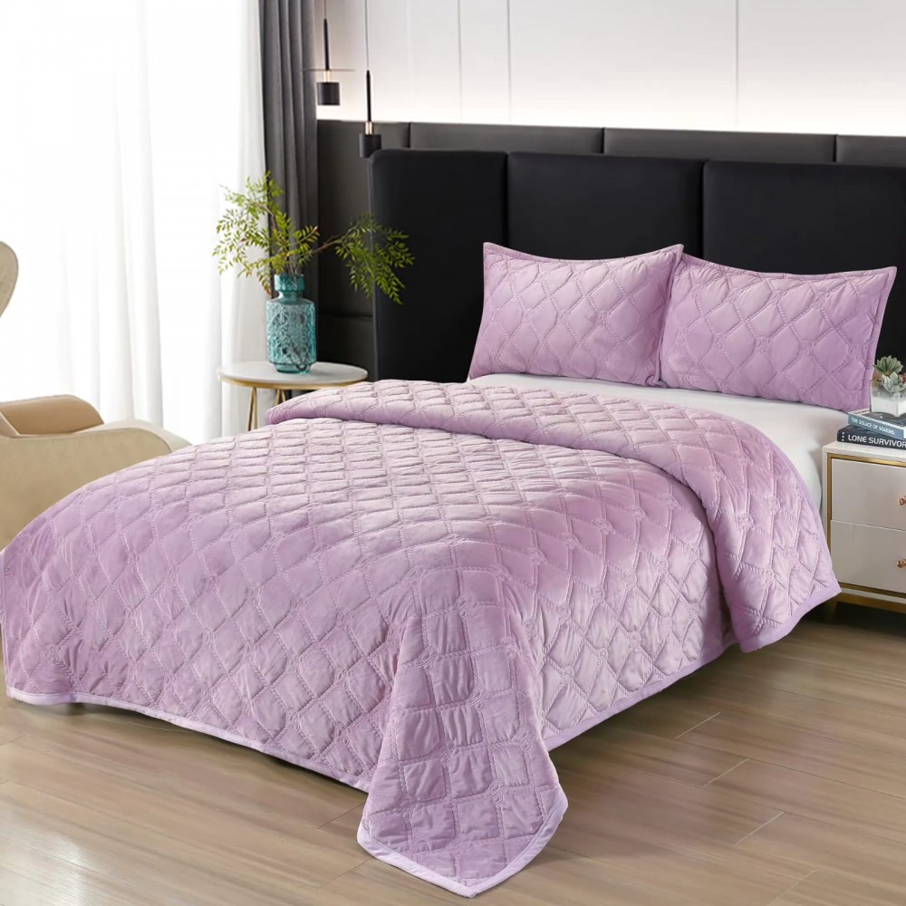 Set Cuvertura catifea 220x240 cm pentru Pat Dublu,+ 2 fete perne, CT-10