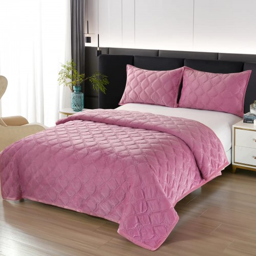 Set Cuvertura catifea 220x240 cm pentru Pat Dublu,+ 2 fete perne, CT-13