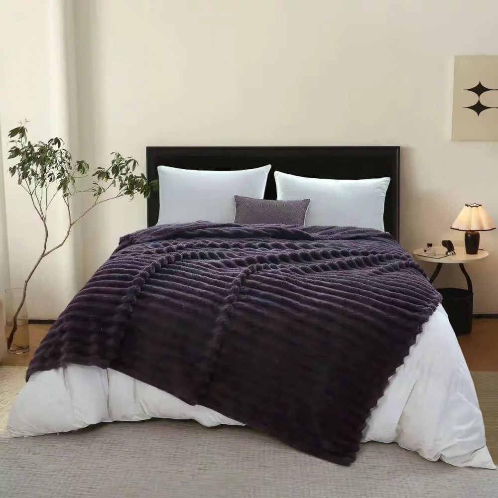 Patura Cocolino Groase cu dungi, 200 x 230 cm, Pentru pat de 2 Persoane, PD-8