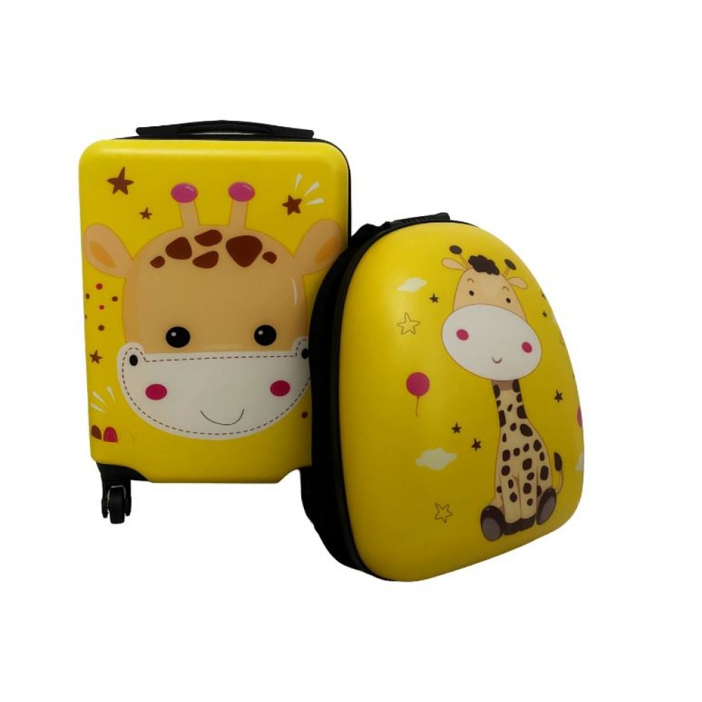 Set 2 bucati, Troler cabina copii si Rucsac copii 47/37 cm, model Girafa, TR-5