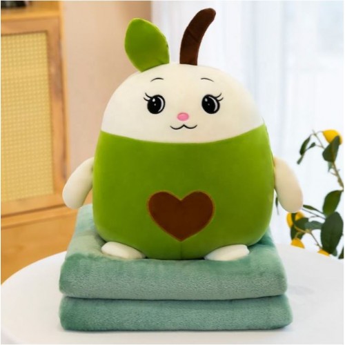 Jucarie de plus multifunctionala in forma de Avocado -40 cm, Paturica pufoasa -155 x 100 cm si buzunare pentru maini, Multicolor, CPP3