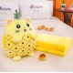 Jucarie de plus multifunctionala in forma de ananas 40 cm, Paturica pufoasa 155 x 100 cm si buzunare pentru maini, Galbena, CPP4