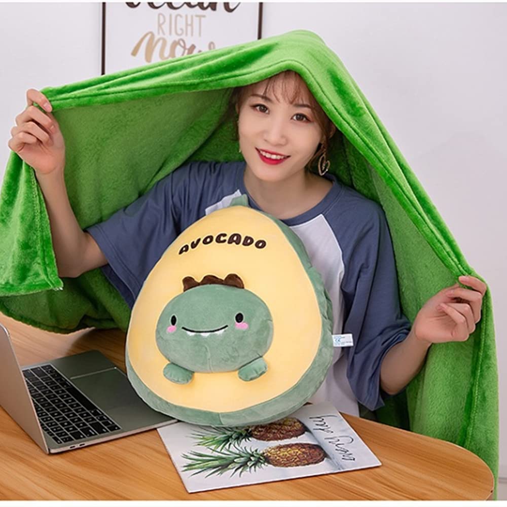 Jucarie de plus multifunctionala in forma de avocado 40 cm, Paturica pufoasa 155 x 100 cm si buzunare pentru maini, Verde, CPP8