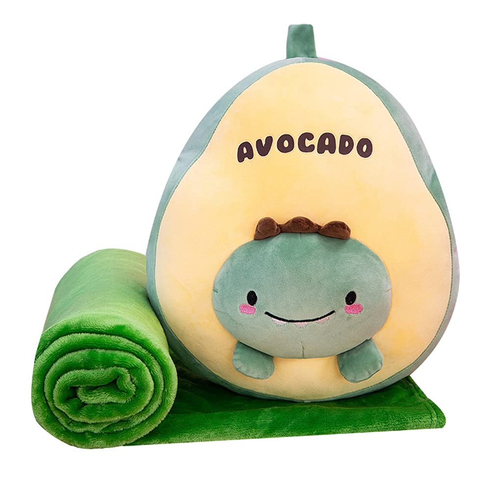 Jucarie de plus multifunctionala in forma de avocado 40 cm, Paturica pufoasa 155 x 100 cm si buzunare pentru maini, Verde, CPP8
