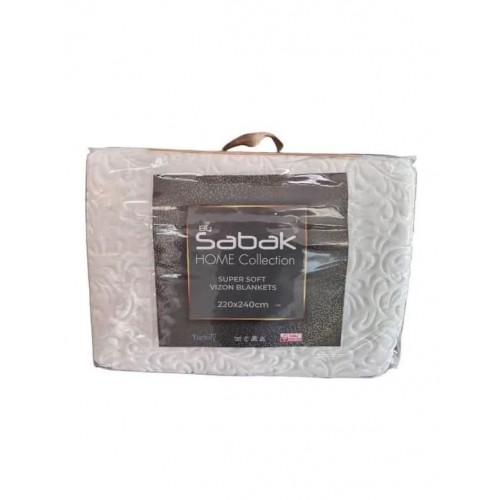 Patura de Lux Embosata Cocolino Pentru pat dublu, 100% poliester,220 x240 cm, Crem, BC1