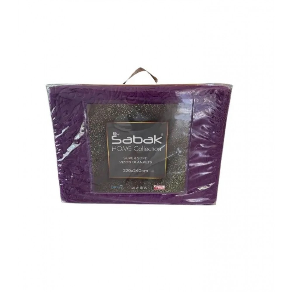 Patura de Lux Embosata Cocolino Pentru pat dublu, 100% poliester,220 x240 cm, Mov, BC2