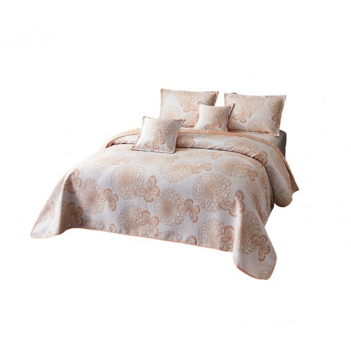 Cuvertură 5 Piese pat dublu din Bumbac Finet, 5 piese, fluturi, cuvertura de pat 230x250cm, CVP1