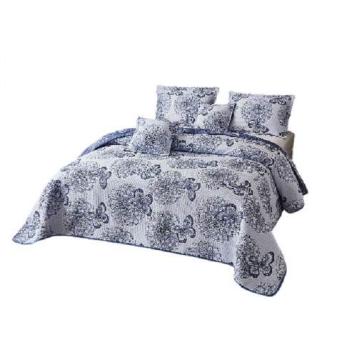 Cuvertură 5 Piese pat dublu din Bumbac Finet, 5 piese, fluturi, cuvertura de pat 230x250cm, CVP3