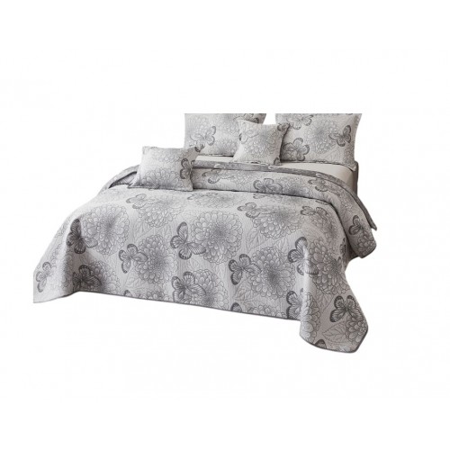 Cuvertură 5 Piese pat dublu din Bumbac Finet, 5 piese, fluturi, cuvertura de pat 230x250cm, CVP5