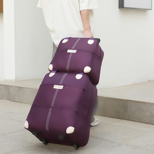 Set Avion de bagaje din două piese cu geantă de mână de călătorie cu două Roți, 20 inch din pânză Oxford, Mov, SEA3