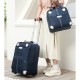 Set Avion de bagaje din două piese cu geantă de mână de călătorie cu două Roți, 20 inch din pânză Oxford, Albastru Inchis, SEA4