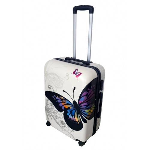 Valiza troler policarbonat , fluture, 4 roti, Mic, 55 x 36 x 22 cm, TROL3