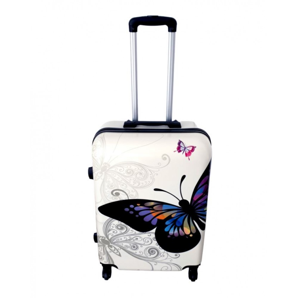 Valiza troler policarbonat , fluture, 4 roti, Mare, 75 x 45 x 30 cm, TROL1