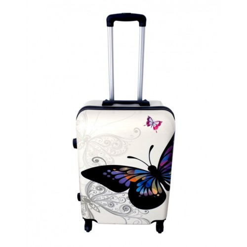 Valiza troler policarbonat , fluture, 4 roti, Mic, 50x35x20 cm, TROL4
