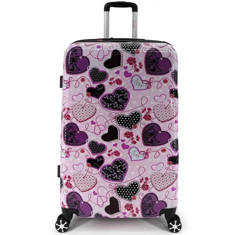 Valiza troler policarbonat , Model Inimi, 4 roti, Mare, 75 x 45 x 30 cm, TROL9