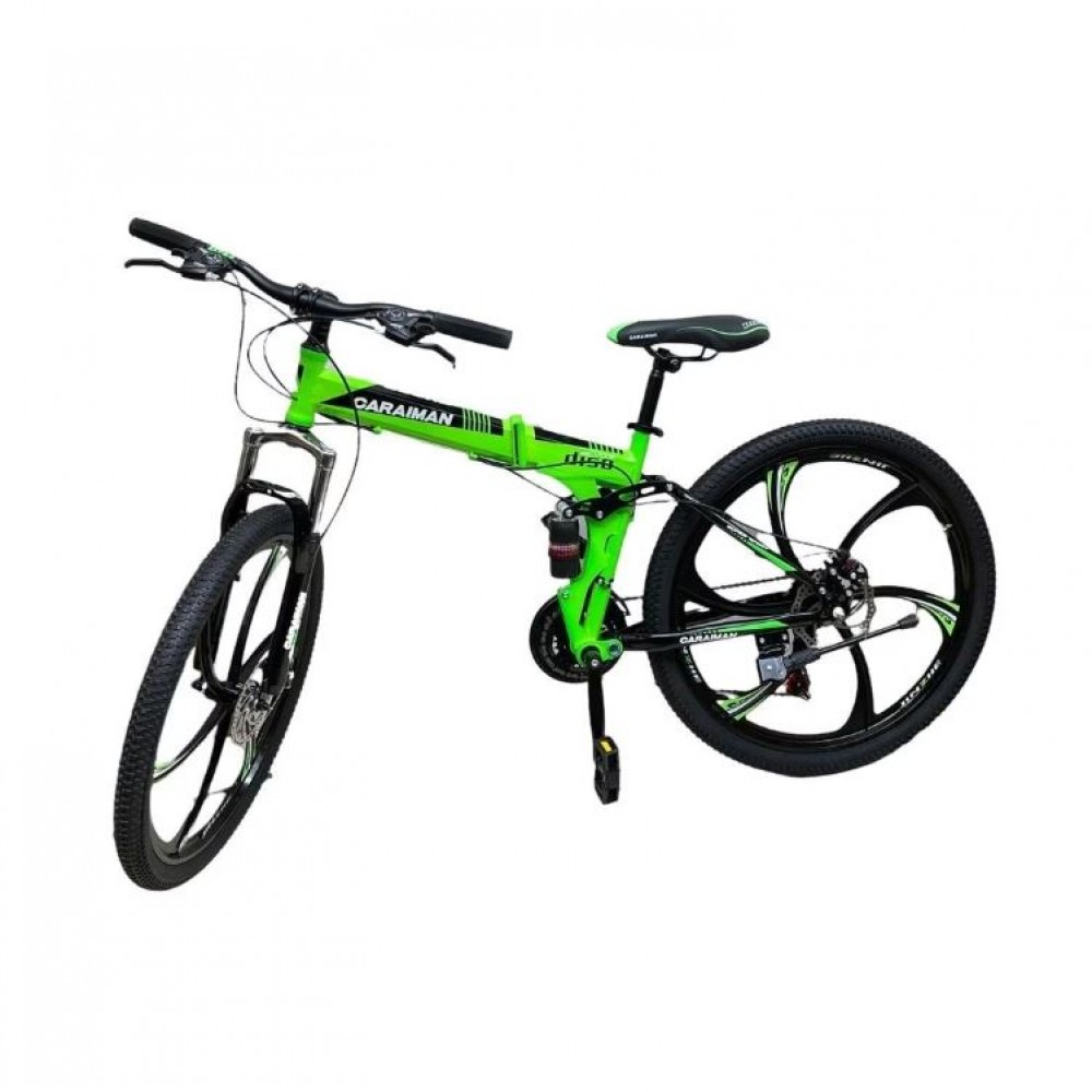 Bicicleta Caraiman, 26 inch, Pliabila, Cadru Otel, Frane pe Disc, Jante Aliaj in 6 Spite, VERDE, 26ZD