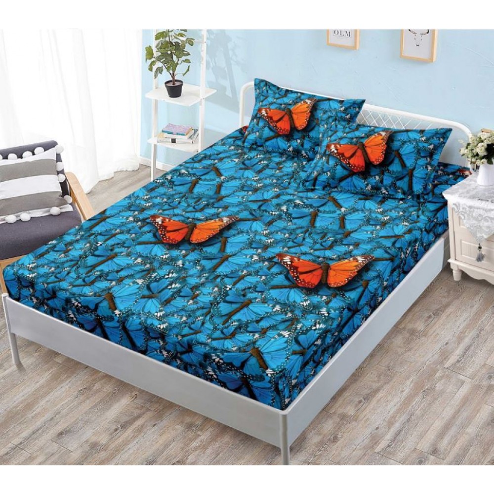 Husa de pat dublu cu elastic si 2 fete de perna 180x200cm, Pat 2 Persoane, HS-9