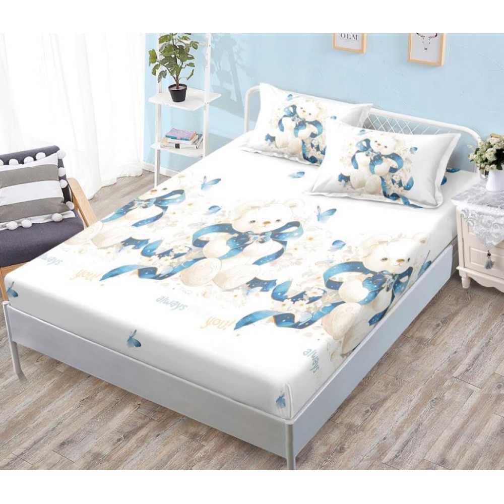 Husa de pat dublu cu elastic si 2 fete de perna 180x200cm, Pat 2 Persoane, HS-10