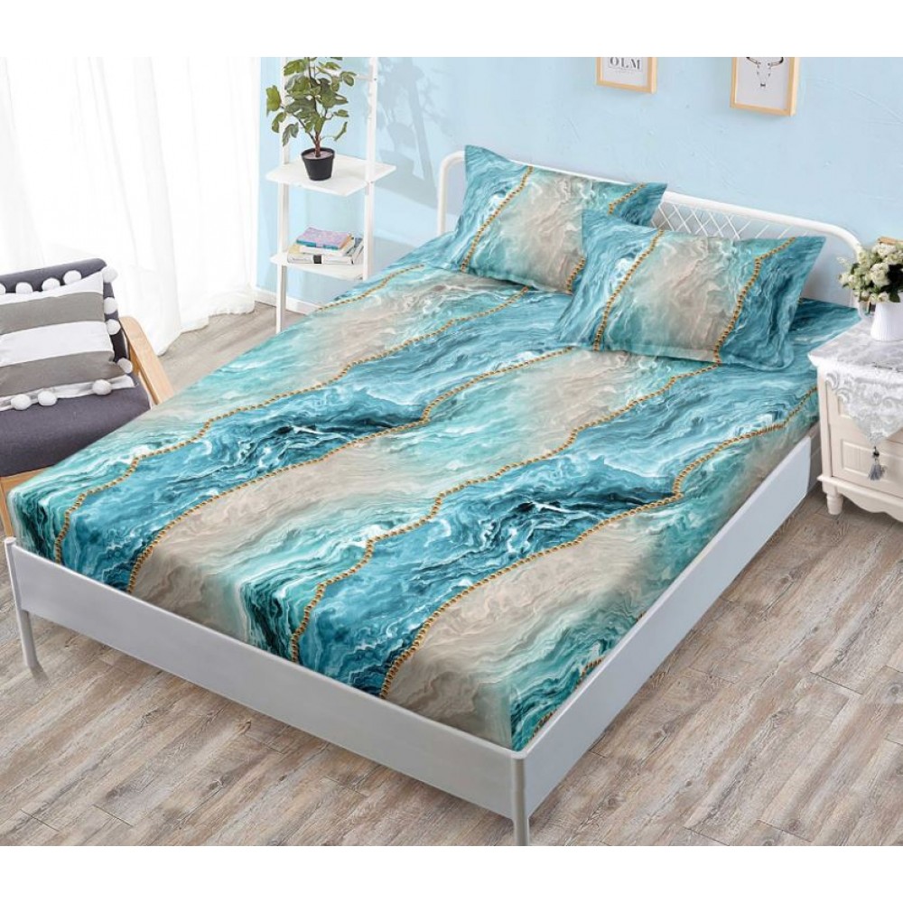 Husa de pat dublu cu elastic si 2 fete de perna 180x200cm, Pat 2 Persoane, HS-13