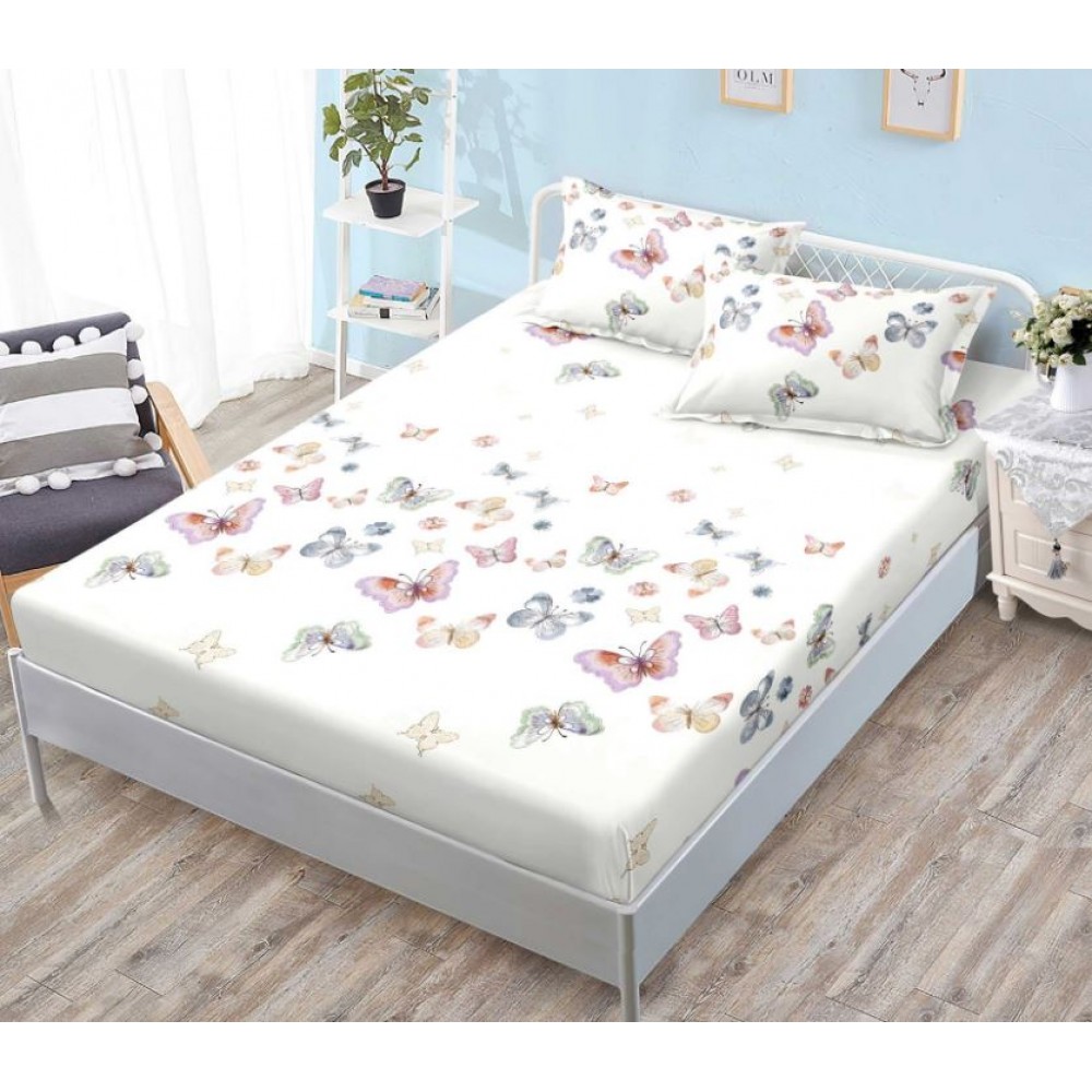 Husa de pat dublu cu elastic si 2 fete de perna 180x200cm, Pat 2 Persoane, HS-15