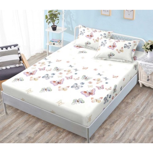 Husa de pat dublu cu elastic si 2 fete de perna 180x200cm, Pat 2 Persoane, HS-15