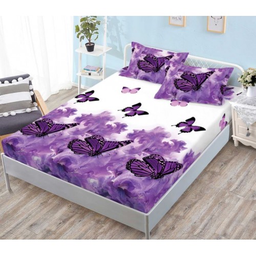 Husa de pat dublu cu elastic si 2 fete de perna 180x200cm, Pat 2 Persoane, HS-17