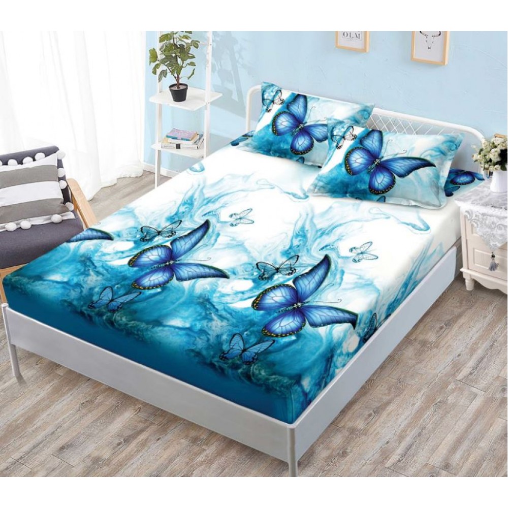 Husa de pat dublu cu elastic si 2 fete de perna 180x200cm, Pat 2 Persoane, HS-18
