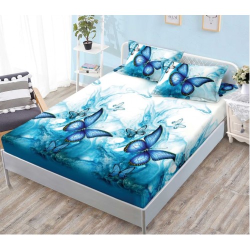 Husa de pat dublu cu elastic si 2 fete de perna 180x200cm, Pat 2 Persoane, HS-18