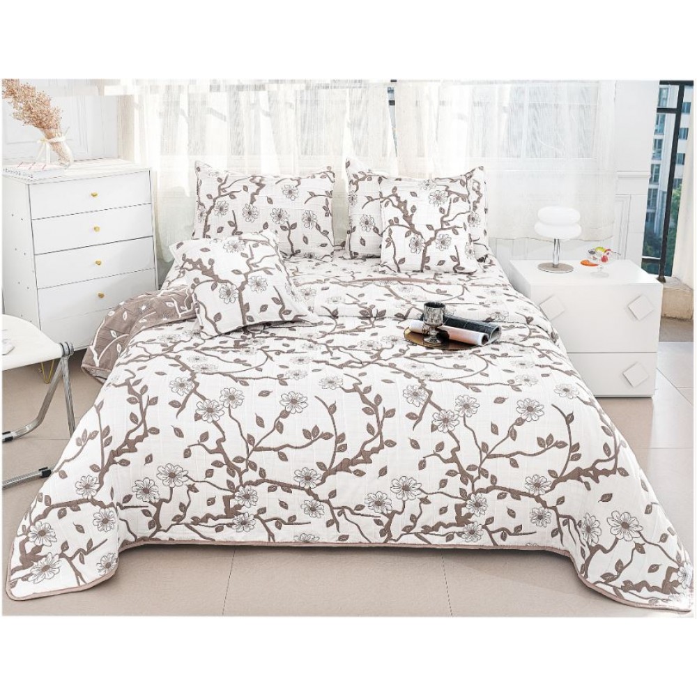 Set 5 Cuvertura dubla decor de lux din Bumbac, Cuvertura de 230x250 cm, Cu 4 fete de perna, CVD-4