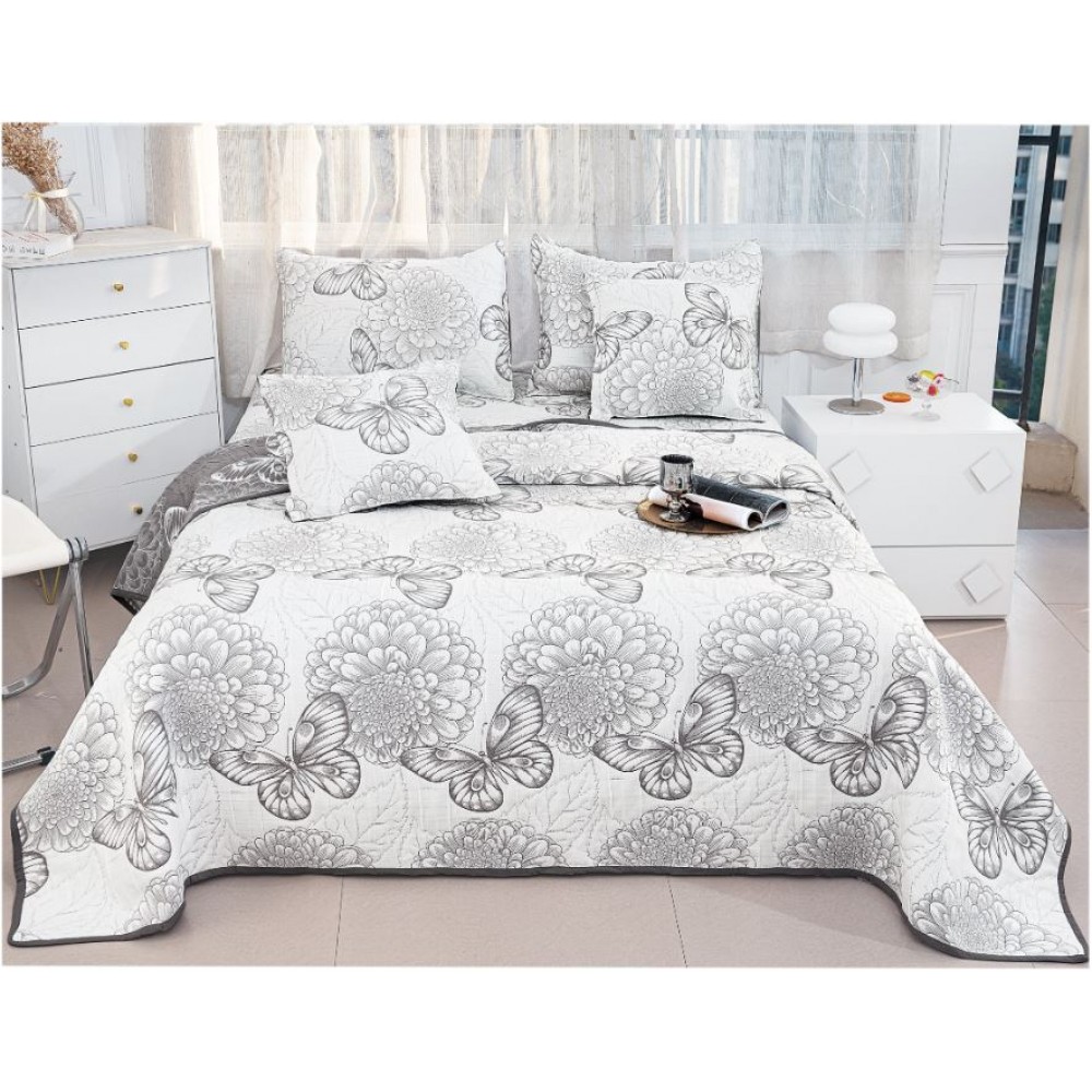 Set 5 Cuvertura dubla decor de lux din Bumbac, Cuvertura de 230x250 cm, Cu 4 fete de perna, CVD-7