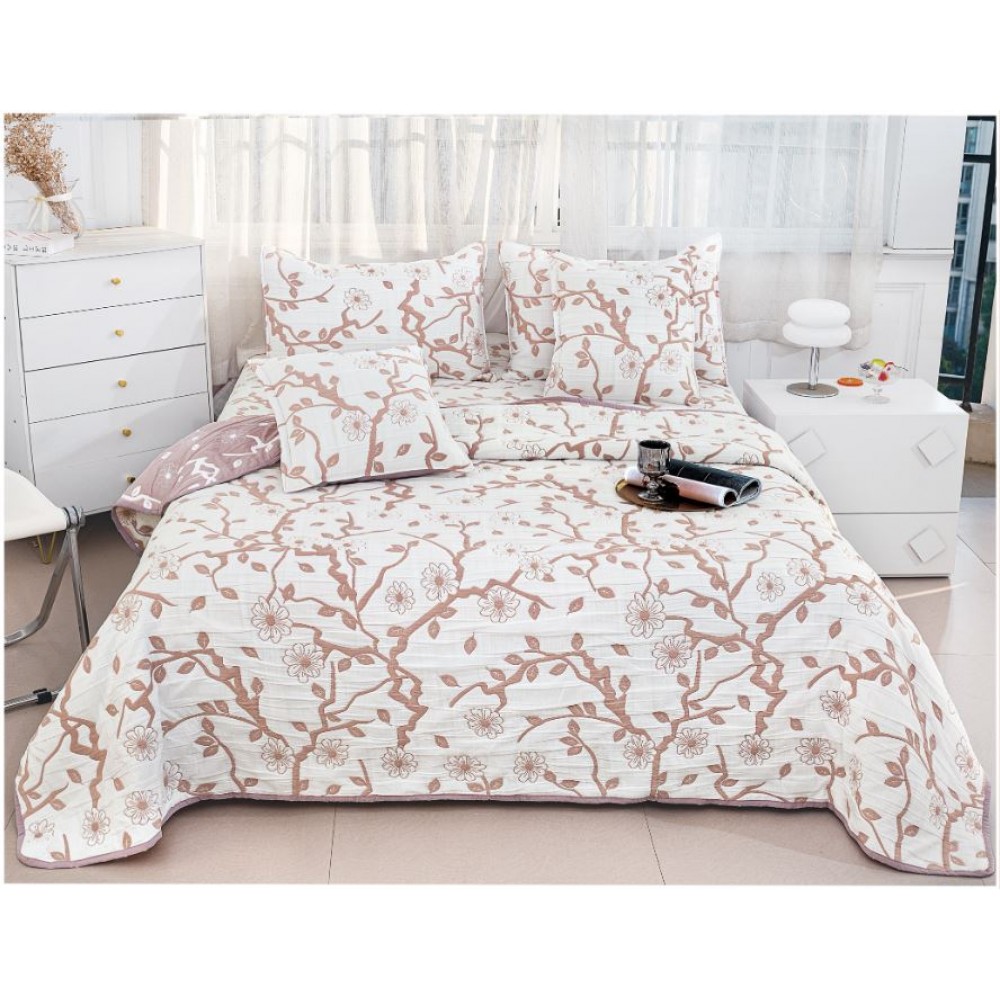 Set 5 Cuvertura dubla decor de lux din Bumbac, Cuvertura de 230x250 cm, Cu 4 fete de perna, CVD-8