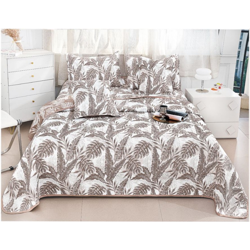 Set 5 Cuvertura dubla decor de lux din Bumbac, Cuvertura de 230x250 cm, Cu 4 fete de perna, CVD-9