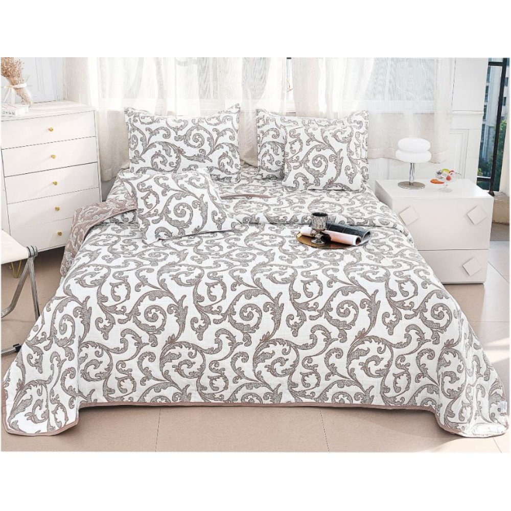 Set 5 Cuvertura dubla decor de lux din Bumbac, Cuvertura de 230x250 cm, Cu 4 fete de perna, CVD-15