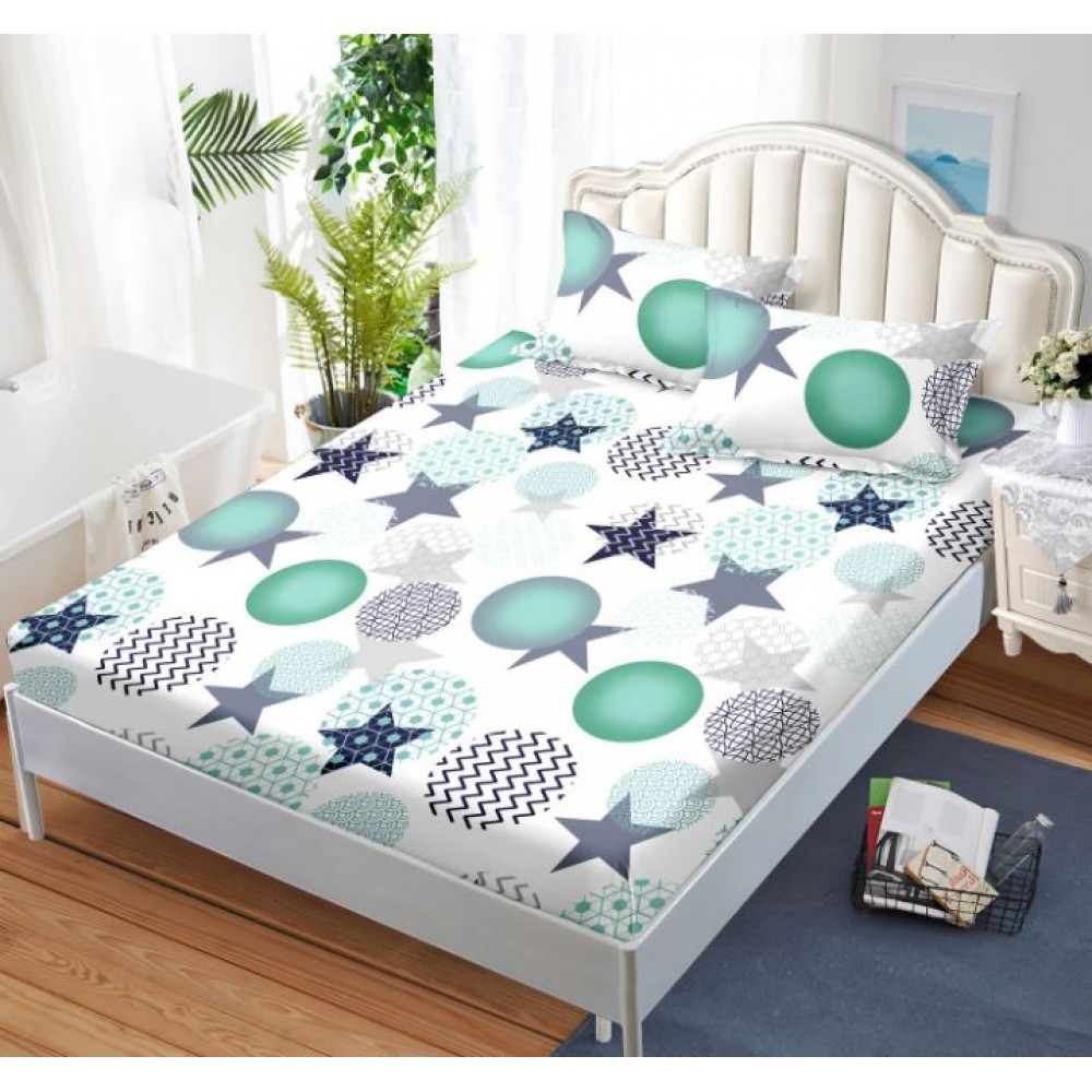 Husa de pat dublu cu elastic si 2 fete de perna 160x200cm, Pat 2 Persoane, H-148