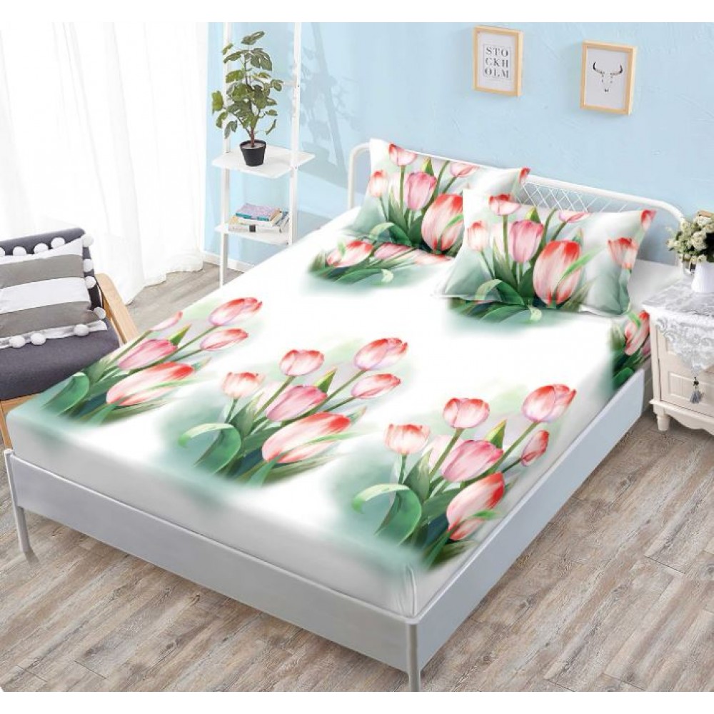 Husa de pat dublu cu elastic si 2 fete de perna 160x200cm, Pat 2 Persoane, H-153