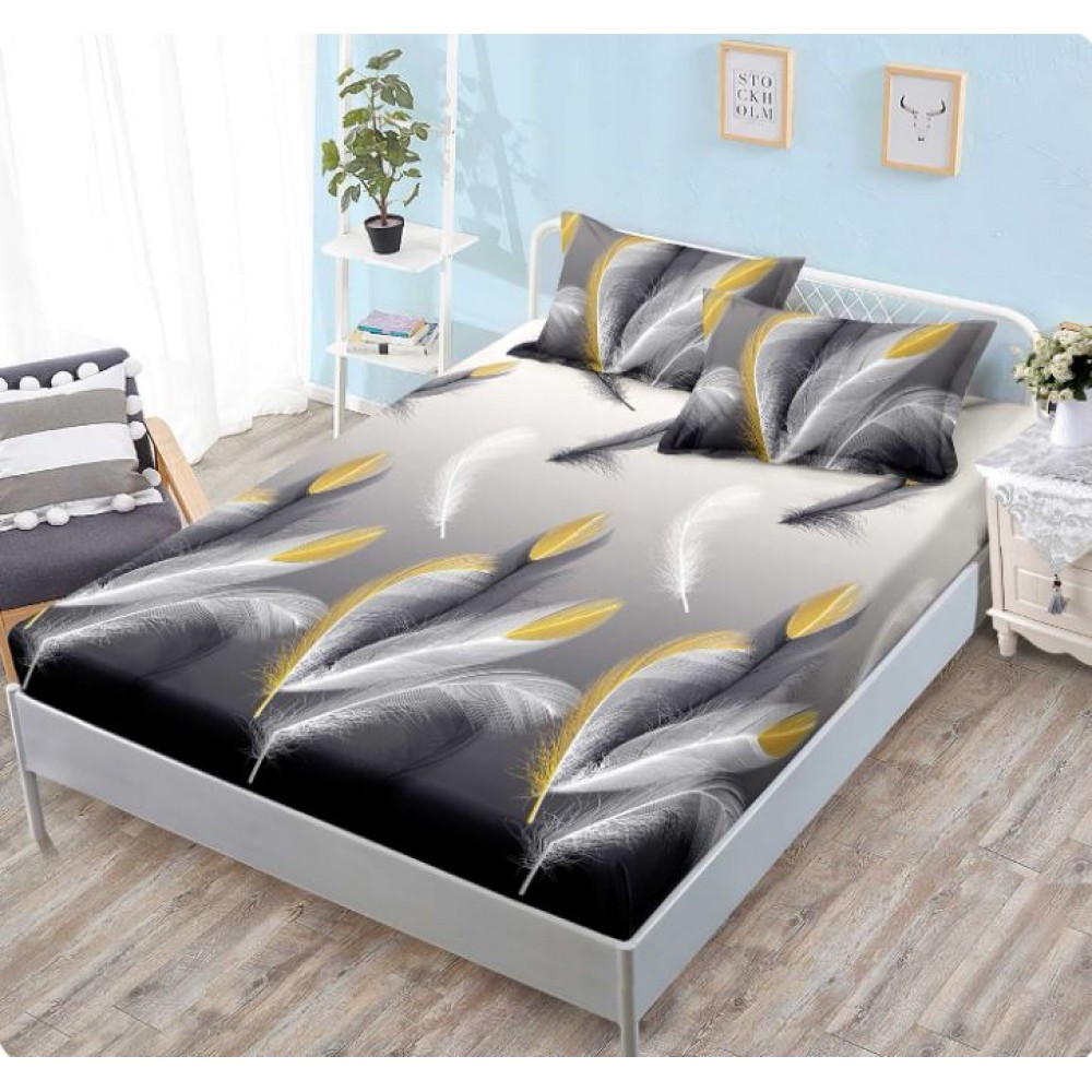 Husa de pat dublu cu elastic si 2 fete de perna 160x200cm, Pat 2 Persoane, H-158