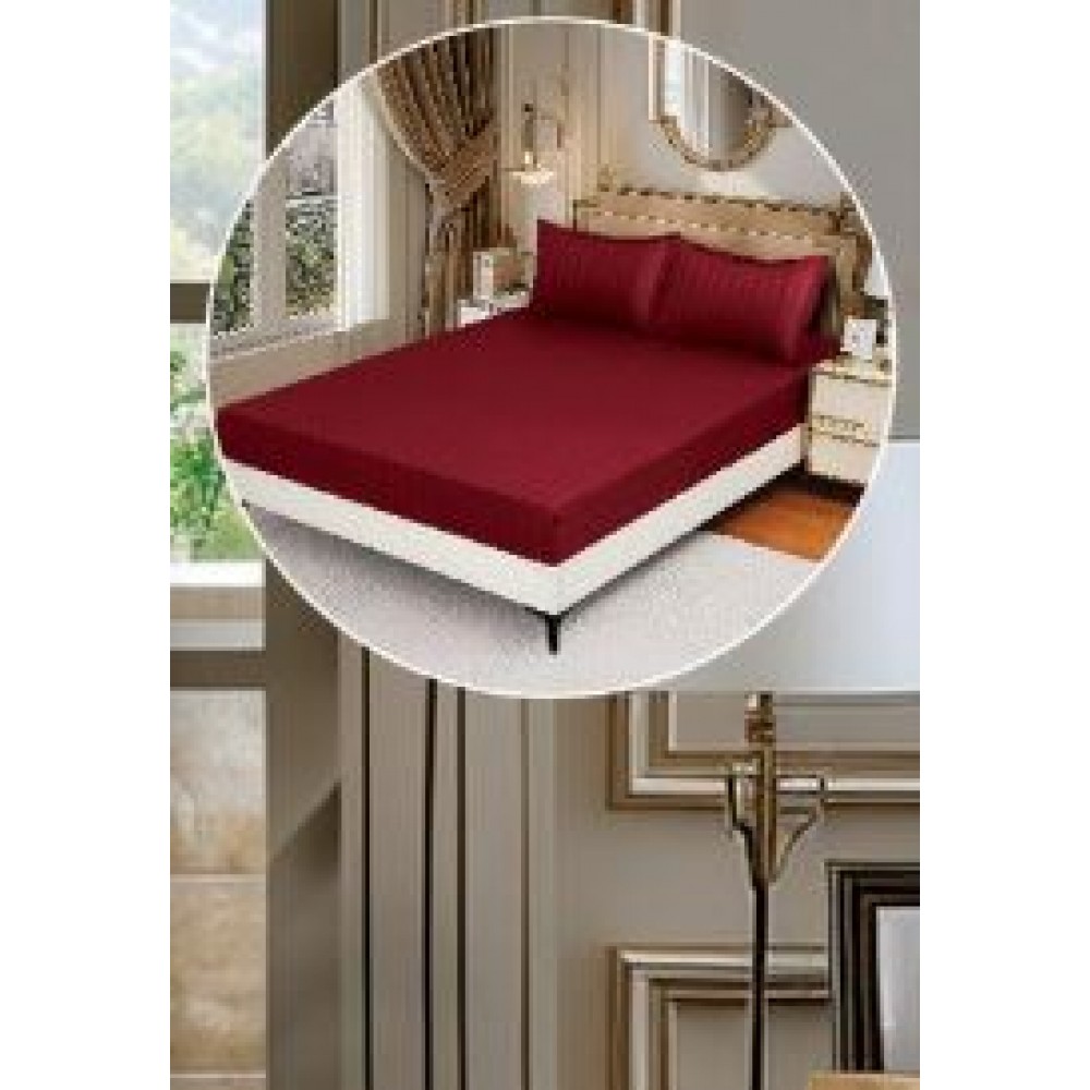 Lenjerie de pat dublu din damasc cu elastic, 4 piese, cearceaf pentru pat 180x200cm, KD-08