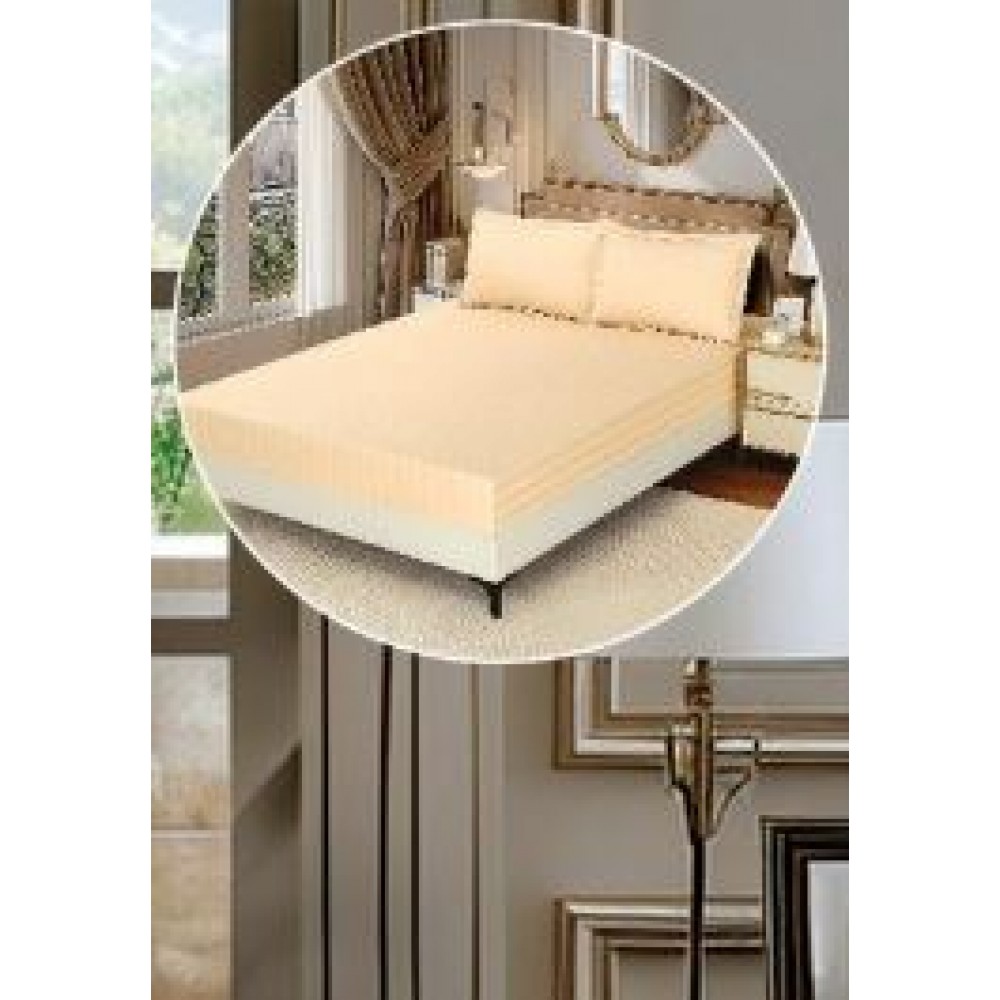Lenjerie de pat dublu din damasc cu elastic, 4 piese, cearceaf pentru pat 180x200cm, KD-07
