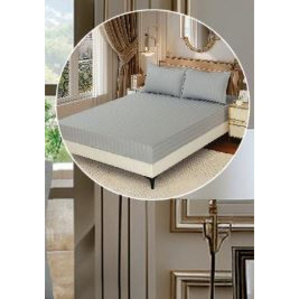 Lenjerie de pat dublu din damasc cu elastic, 4 piese, cearceaf pentru pat 180x200cm, KD-04